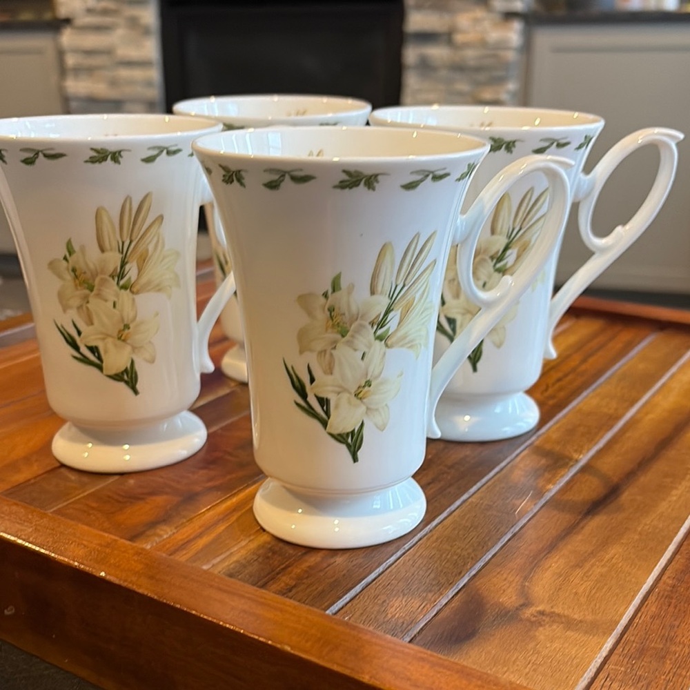 Royale Garden Bone China Floral Tea Cup set of 4